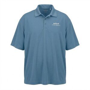 Real essentials 5xl Men Big & Tall blue 3 Top Button Short Sleeve  polo Shirt